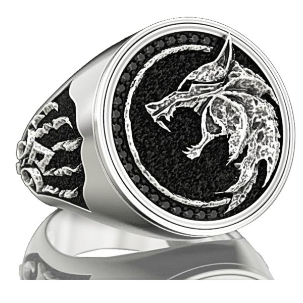 EZUY GNAY Mens Fashion Punk Wolf Head Ring Stainless Steel Silver Wolf Ring Viking Nordic Cool Bands Animal Wolf Amulet Biker Jewelr Gift For Men