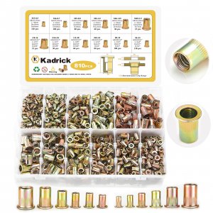 KADRICK 810PCS SAE & Metric Rivet Nut Kit, 6-32 to 3/8-16, M3-M10
