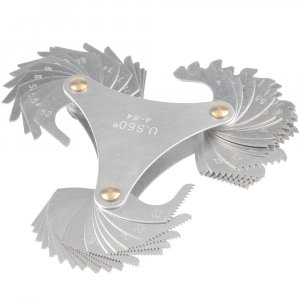 Mesee 51 Pieces Thread Pitch Gauge, Stainless Steel America SAE Screw Pitch Gage 60 Degree Centre 4-84 TPI Thread Plug Caliper Gauge Measuring Tool