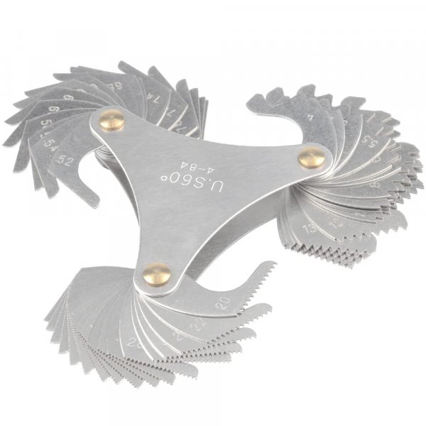 Mesee 51 Pieces Thread Pitch Gauge, Stainless Steel America SAE Screw Pitch Gage 60 Degree Centre 4-84 TPI Thread Plug Caliper Gauge Measuring Tool
