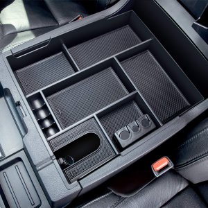 JDMCAR Compatible with Toyota Tundra Accessories 2014-2021 Center Console Organizer, Insert ABS Black Materials Tray, Armrest Secondary Storage Box - Full Tray
