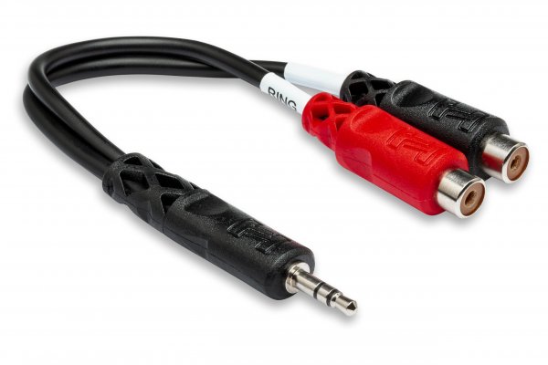 Hosa YRA-154 3.5 mm TRS to Dual RCAF Stereo Breakout Cable, 6 Inches
