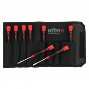 Wiha 26593 Nut Driver Set, Inch with Precision Soft PicoFinish Handle in Pouch, 8 Piece