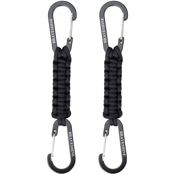 BRAVESHINE Paracord Keychain Carabiner Clip | D Ring Hanger Lanyard Hook