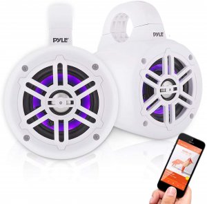 Pyle PLMRLEWB47WB 4" 300W Waterproof Marine Wakeboard Tower Speakers w/LED