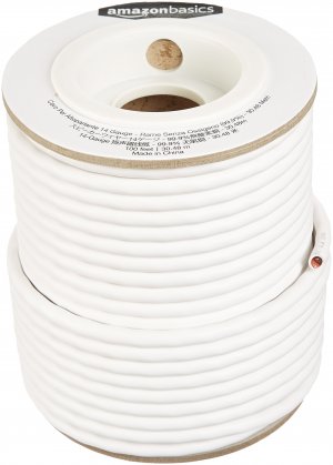 Amazon Basics 14-Gauge Audio Speaker Wire Cable for Audio Applications, 99.9% Oxygen-Free Copper, Color Coded, Insulated Jacket, 100-Foot, White