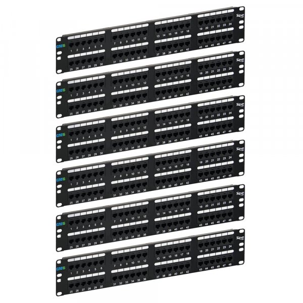 Icc ICMPP4860V Patch Panel, Cat 6, 48-port, 2 Rms, 6 Pk
