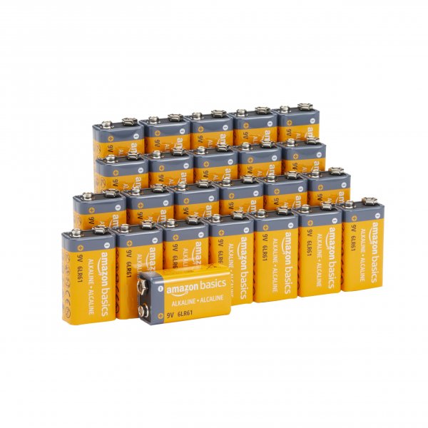 Amazon Basics 24-Pack 9V Alkaline Batteries for Smoke Detector, Electronics & Audio, 5-Year Shelf Life