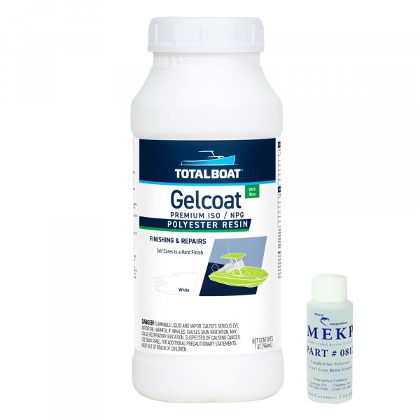 TotalBoat Marine Gelcoat for Boat Building, Repair and Composite Coatings (White, Quart with Wax)