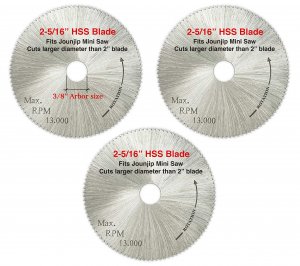 HSS Saw Blades for Mini Chop Saws, 2-5/16", 100T, 3/8" Arbor, 3-Pack