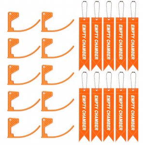 Gun Safe Chamber with Bonus Bright Reflecting Light Tags-Chamber Safety Flag Bright Orange or Kelly, Sturdy and Durable - Universal Fit for Shotgun, Pistol, Rifle Shorter Chamber (Orange*10pcs)