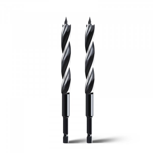 WOBLLMX 2PCS 3/8"x6" Auger Drill Bit for Wood,Hex Shank Tri Flute Drill Bit