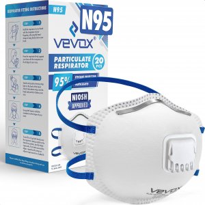 VEVOX™ N95 Masks for Adults – NIOSH Approved – 10 Pack – Valved Particulate Respirator with Comfort-Plus Seal – Dust Masks for Construction Work, Sanding, Woodworking, Mold, Drywall & Pollen
