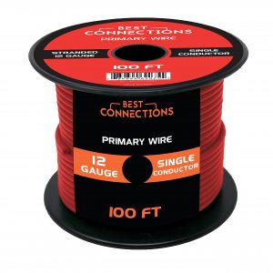 BEST CONNECTIONS Automotive Primary Wire - 100ft (Various Color Options) | Ideal for Trailer, Speaker, and Lighting Circuits | Durable Primary/Remote, Power/Ground Electrical Wiring (12 Gauge, Red)