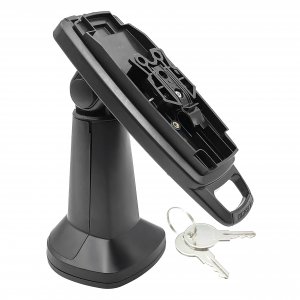ENS Tailwind Ingenico Lane/3000/7000/8000 7" Latch and Key Lock Pole Mount Terminal Stand, Adhesive Installation, Black