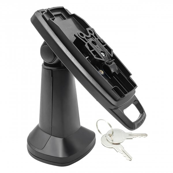 ENS Tailwind Ingenico Lane/3000/7000/8000 7" Latch and Key Lock Pole Mount Terminal Stand, Adhesive Installation, Black