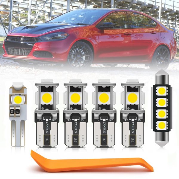 11pcs LED Interior Lights Bulb Kit for Dodge Dart 2013 2014 2015 2016 Map Dome Trunk Vanity Mirror License Plate Lights Super Bright 6000K Interior LED Light Bulbs + Install Tool