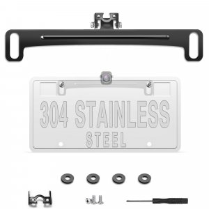Pixelman Universal Car Rear View Camera License Plate Bracket, Upgraded Full Stainless Steel Backup Camera Mount, Dash Cam Mirror Accessory, Only Installation Holder