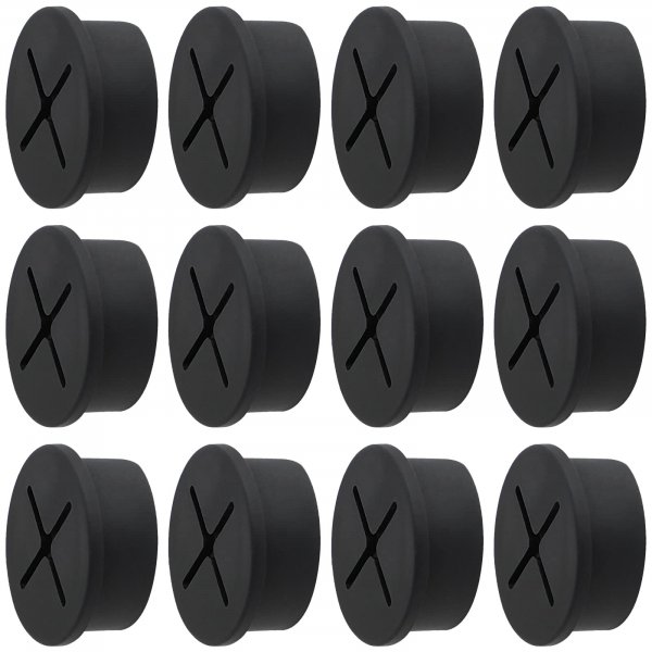Desk Grommet, 1 Inch Flexible Rubber Grommets, Silicone Cable Cord Grommet Wire Hole Cover for Desk, Table and Other Furnitures(12Pack)