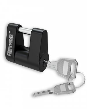 RETRUE Trailer Tongue Coupler Lock, Trailer Hitch Lock,Dia 1/4 Inch, 3/4 Inch Span for Tow Boat RV Truck Car's Coupler, Black