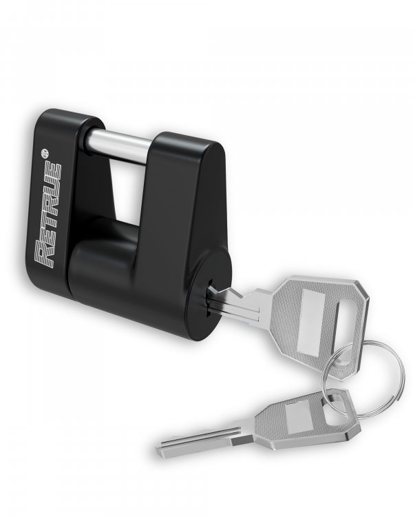 RETRUE Trailer Tongue Coupler Lock, Trailer Hitch Lock,Dia 1/4 Inch, 3/4 Inch Span for Tow Boat RV Truck Car's Coupler, Black