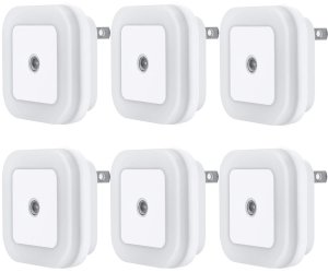 Uigos LED Night Light Lamp with Smart Sensor Dusk to Dawn Sensor, Daylight White, 0.5W Plug-in, 6-Pack