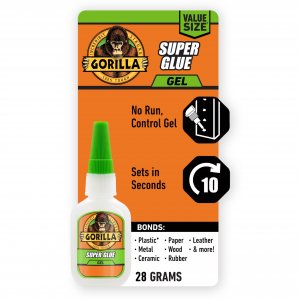 Gorilla Super Glue Gel, Value Size, Fast-Setting Bond, Clear, 28 g
