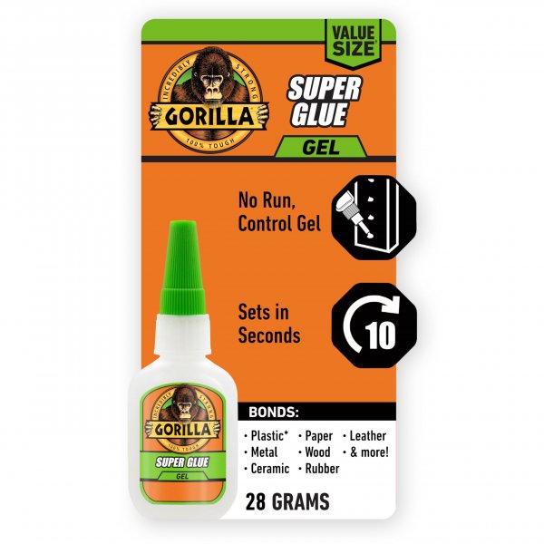 Gorilla Super Glue Gel, Value Size, Fast-Setting Bond, Clear, 28 g