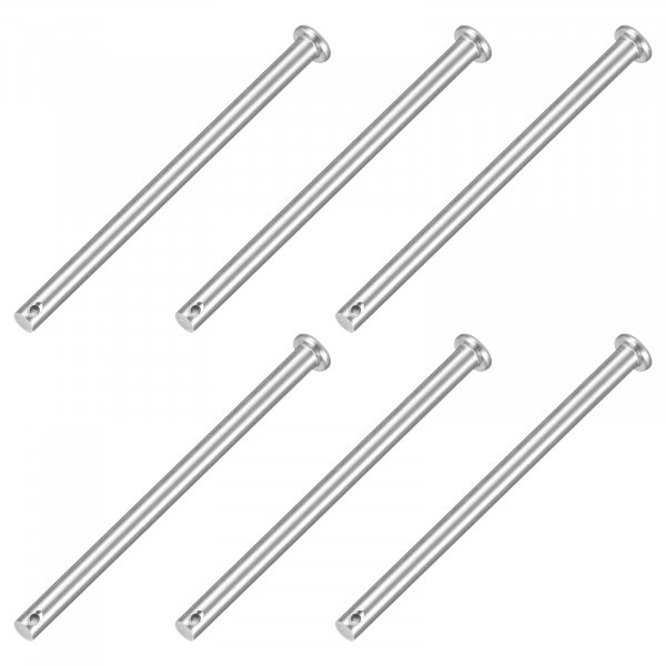 uxcell 6Pcs 1/4" x 4" Single Hole Clevis Pins, 304 Stainless Steel Flat Head Clevis Pins Hitch Pin for Trailer Latch, Mechanics Repair, Furniture Installation, Industrial Equipment