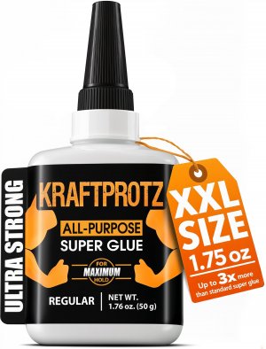 Super Glue XXL Value Size (1.76oz) All Purpose Liquid Adhesive for Plastic – Bonds Wood, Metal, Rubber, Ceramic & Leather – Industrial Strength Bonding