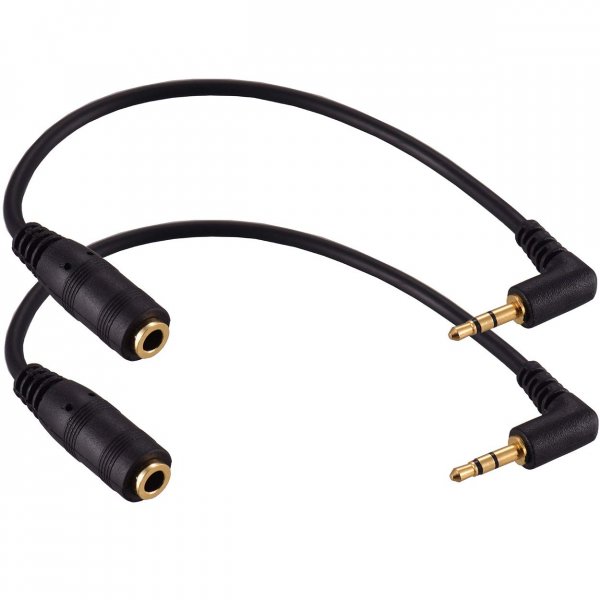 Warmstor 2 Pack Gold Plated 2.5mm Male to 1/8 inch 3.5mm Female Stereo Audio Jack Adapter Cable 90 Degree Right Angle Connector 6 inch Cord for Radios,Headphones,Recorder,Camera