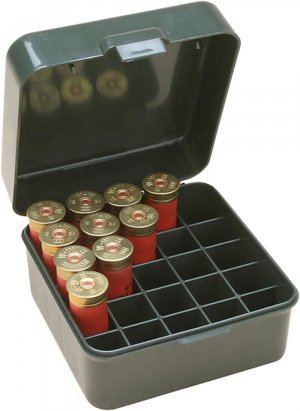 MTM S25D11 Shotshell Box 25 Round Flip-Top 12 20 Gauge Up To 3 Inch Forest Green