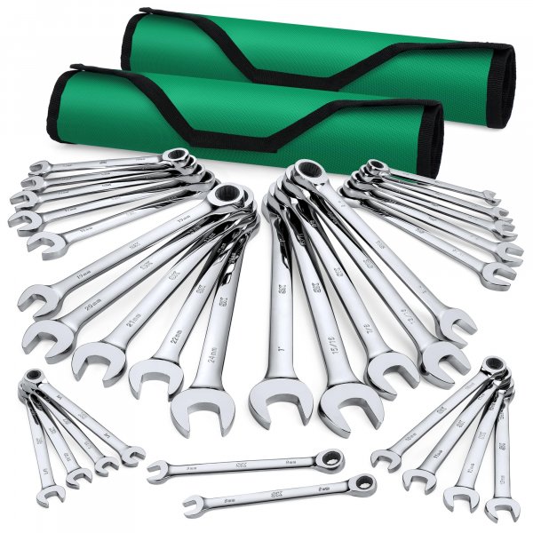 SK Ratchet Wrenches Set, SAE 1/4" to 1", Metric 8 to 24mm, 30-Piece