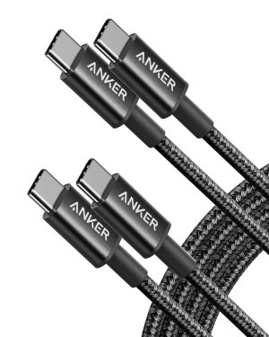 Anker USB C to USB C Cable, 60W Fast Charging Cable (2-Pack, 6 ft, Black)