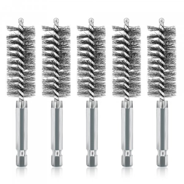 5Pcs 3/4" Stainless Steel Wire Bore Brush for Power Drill Cleaning