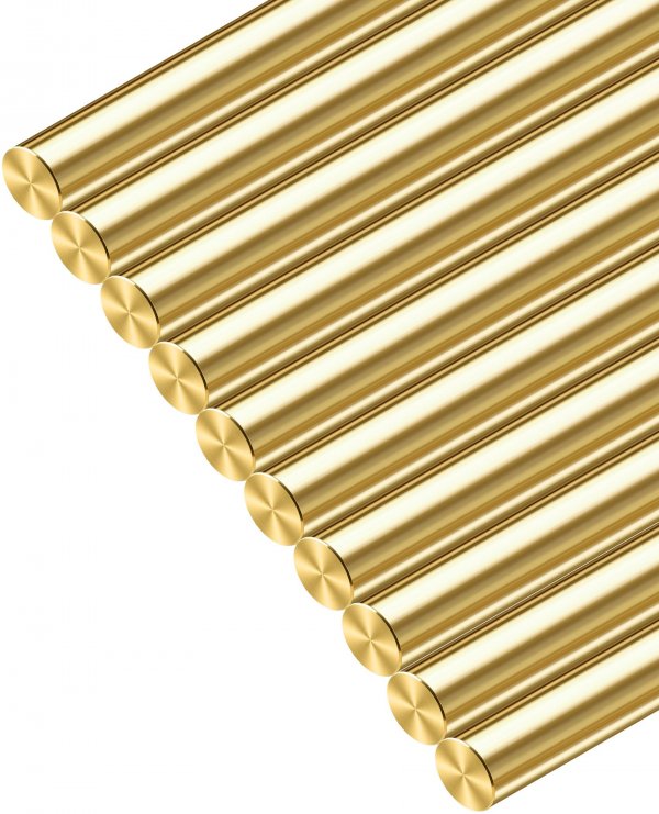 Coolneon 1/8 inch Brass Rods 1/8 x 12 in, 10 Pcs for Knife Making Knife Handles Pins Stock Knife Scale Solid Round Brass Rod Dowel Rivet Gunsmithing Crafts Modeling Hobby