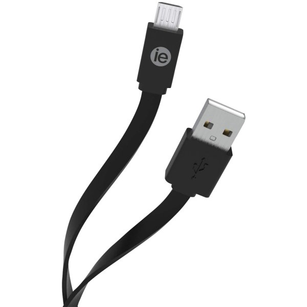 iEssentials IENFC4MBK Charge & Sync Flat Micro USB to USB-A Cable 4ft (Black)