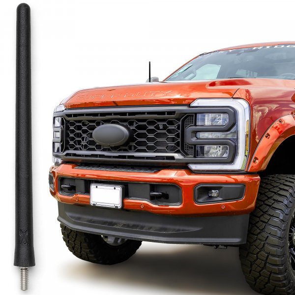 Short Antenna Replacement for Ford F-250 (2017-2027) USA Stainless Steel Threading, Car Wash Proof, Enhanced Reception 6 3/4 Inch Rubber Truck Antenna with Internal Copper Coil