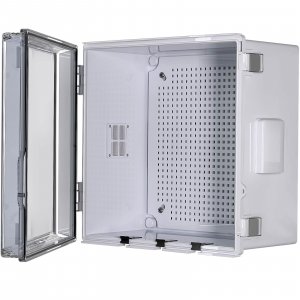 ABS Electrical Junction Box, Ventilated Design, Cable Grommets, IP65 Waterproof Enclosure, Indoor/Outdoor Use with Mounting Panel. (Clear Cover, 11.9"x11.9"x7")