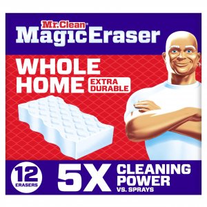Mr. Clean Magic Eraser, All Purpose Cleaner, Cleaning Scrubber, Wall, Sneaker, Kitchen, Bathroom, Shower Cleaning Supplies, Melamine Pads, Whole Home Extra Durable, 12ct