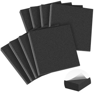 MYFAMIREA 8 PCS Adhesive Foam Padding Sheets Closed Cell Self Adhesive Sticky Foam Pads, 1/2" Thick 4'' x 4'' Neoprene Rubber Sheets Non-Slip Insulation Pads Vibration for Furniture Crafts Cars, Black