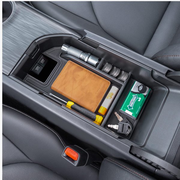 TOPINSTALL Center Console Tray Compatible with 2018-2024 Toyota Camry XLE XSE and 2020-2024 Camry LE SE with Dual USB Ports, Interior Accessories Armrest Console Organizer (Not for 2025)