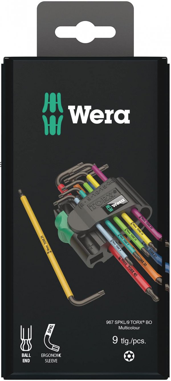Wera 05073599001 TORX L-Key Color Coded Wrench Set (9-Piece)