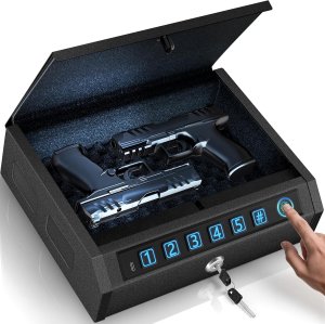 AIRMuch Biometric Gun Safe for Handguns, Pistol Safe Fits 2-3 Handguns