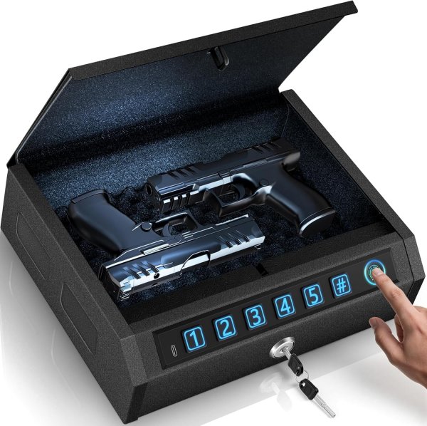 AIRMuch Biometric Gun Safe for Handguns, Pistol Safe Fits 2-3 Handguns