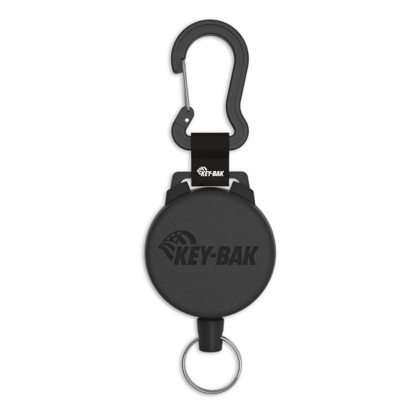 KEY-BAK SECURIT HD Retractable Keychain, 48" Retractable Cord, 8 oz. Retraction, Durable Polycarbonate Case, Zinc Alloy Carabiner, Split Ring, Black