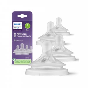 Philips Avent Natural Response Baby Bottle Nipple, Slow Flow, 4-Pack