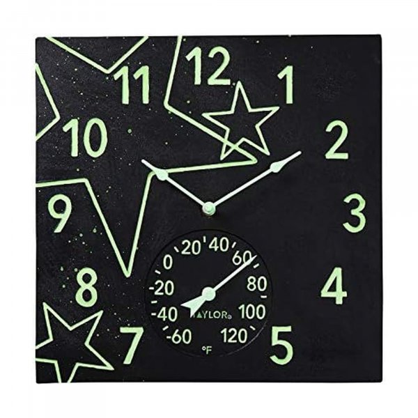 Taylor Precision Products 5273376 14-Inch Clock with Thermometer (Galaxy)