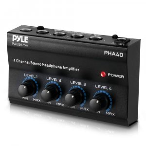 Pyle PHA40 4 Channel Headphone Signal Splitter Amplifier Box