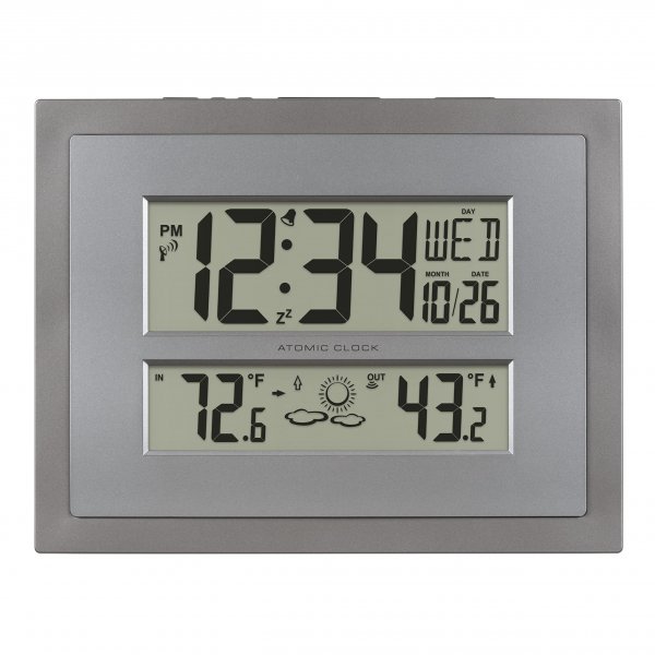 La Crosse Technology 512-85937 Gray Atomic Digital Clock with Temperature